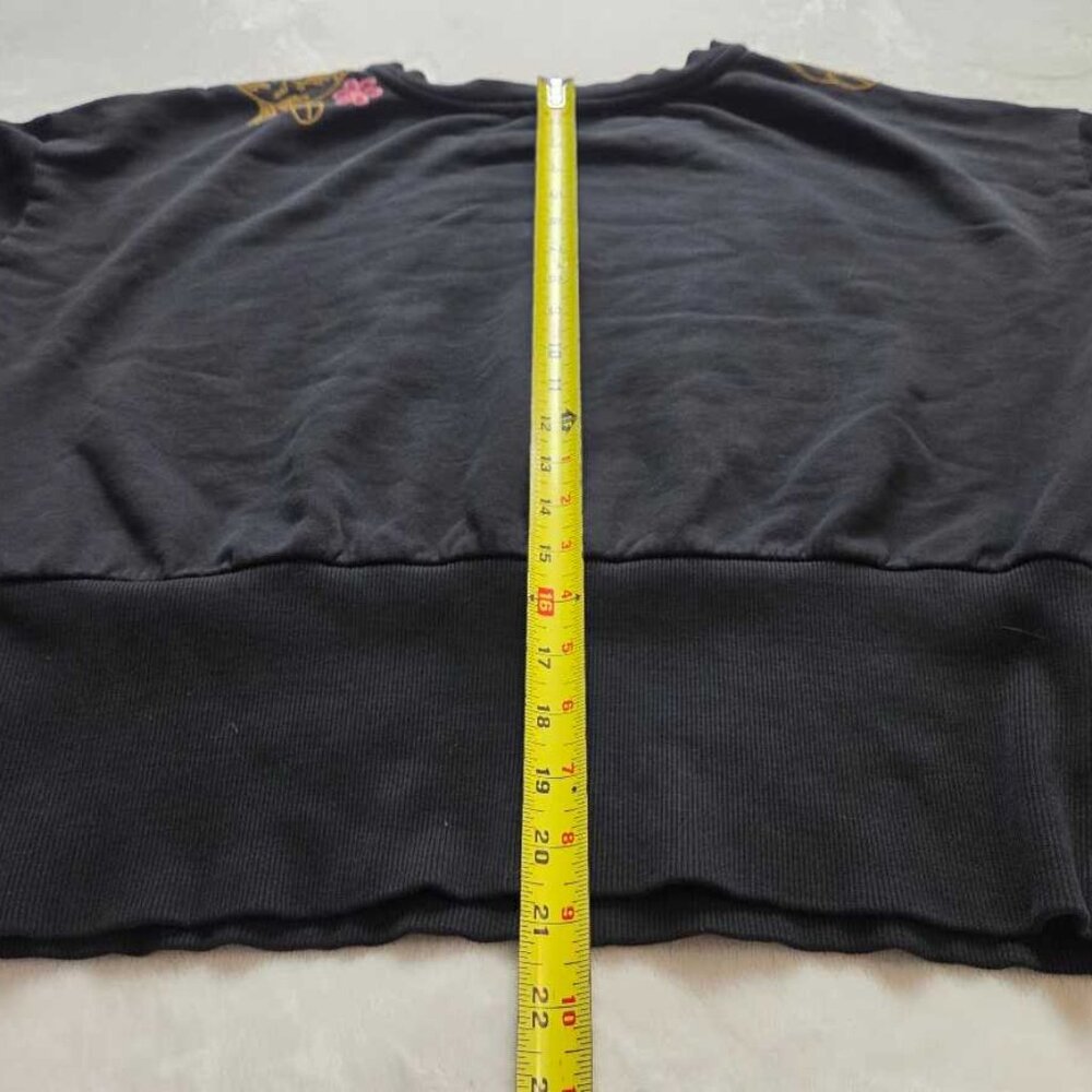 L By Anthropologie embroidered floral sweatshirt sweater in black - Picture 10 of 11